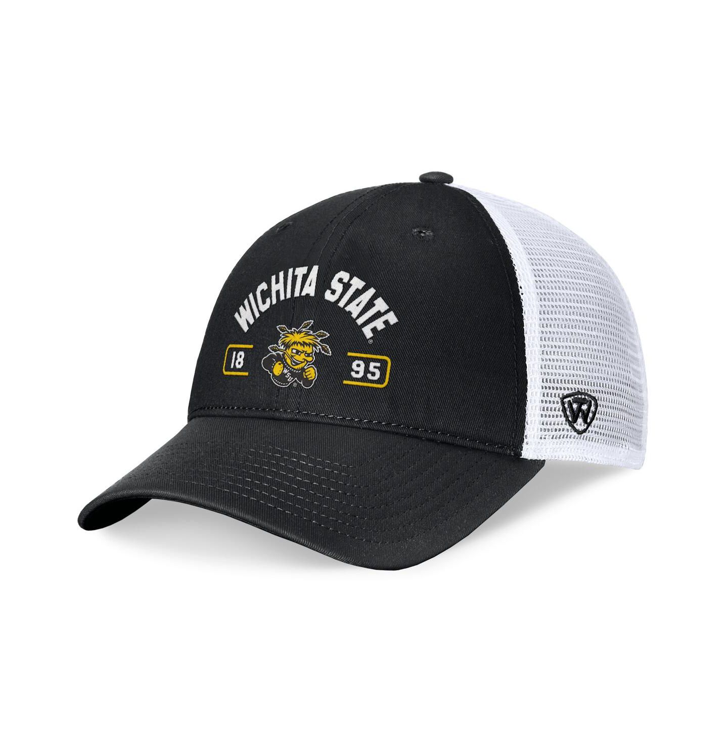 Мужская кепка Top of the World Black/White Wichita State Shockers Free Kick Trucker Adjustable Hat — фото 2