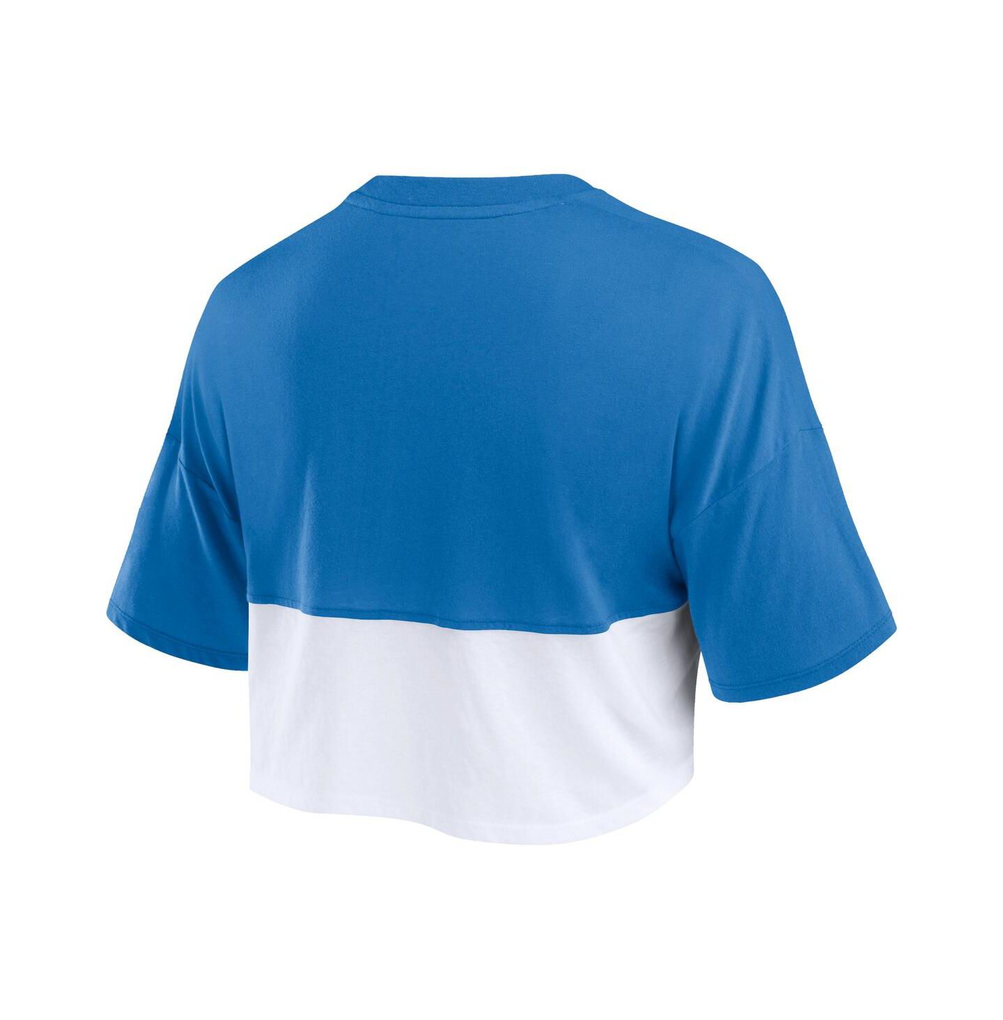Женская футболка Fanatics Royal/White New York Mets Color Split Boxy Cropped — фото 3