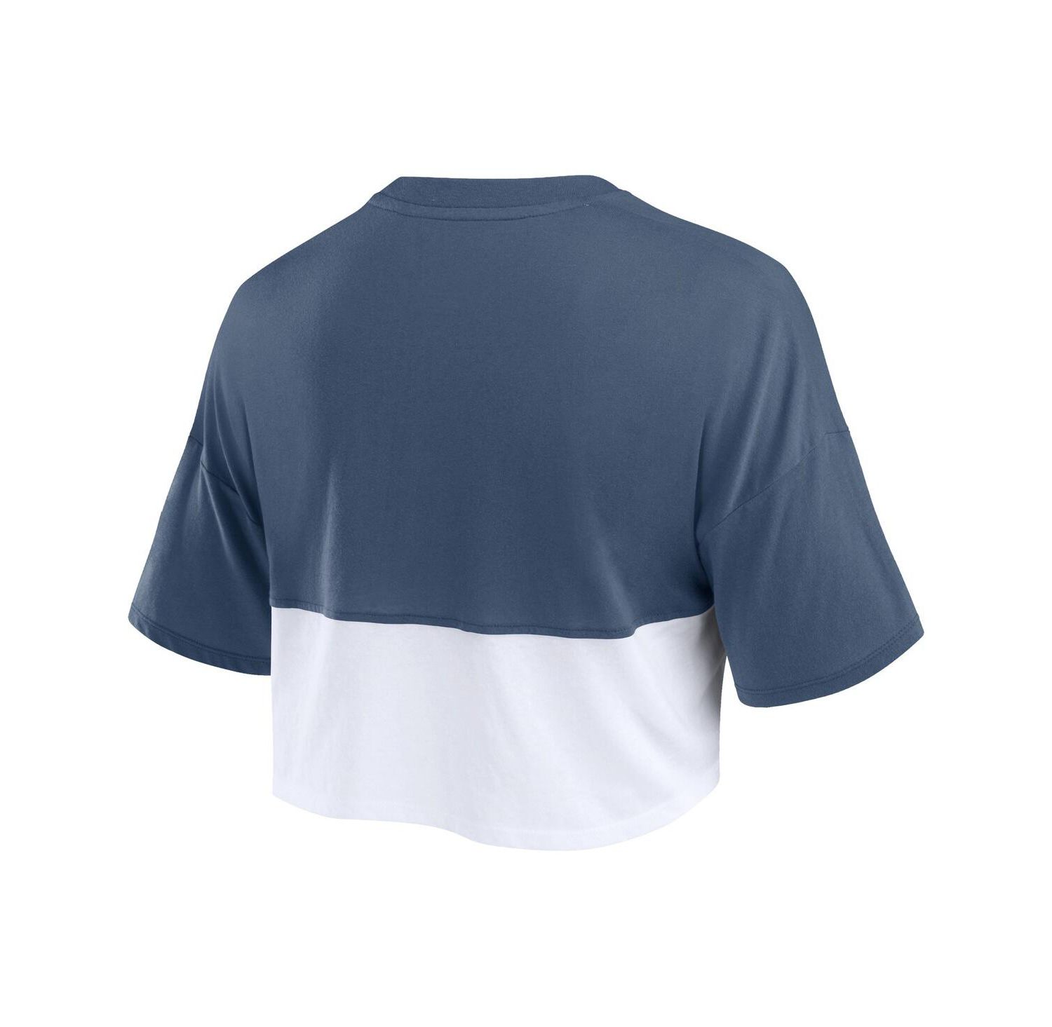 Women's Navy/White Houston Astros Color Split Boxy Cropped T-Shirt