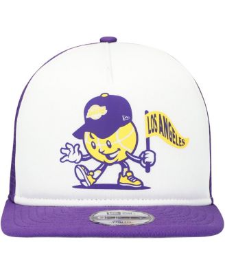 Big Boys and Girls White/Purple Los Angeles Lakers Court Sport Mascot 9FIFTY Snapback Hat