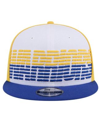 Men's White/Royal Golden State Warriors Throwback Gradient Tech Font 9FIFTY Snapback Hat