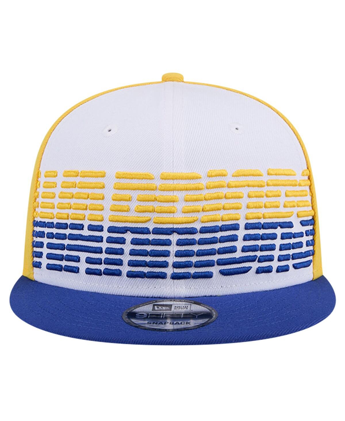 New Era Men'sRoyal Golden State Warriors Throwback Gradient Tech Font 9FIFTY Snapback Hat - White, Royal