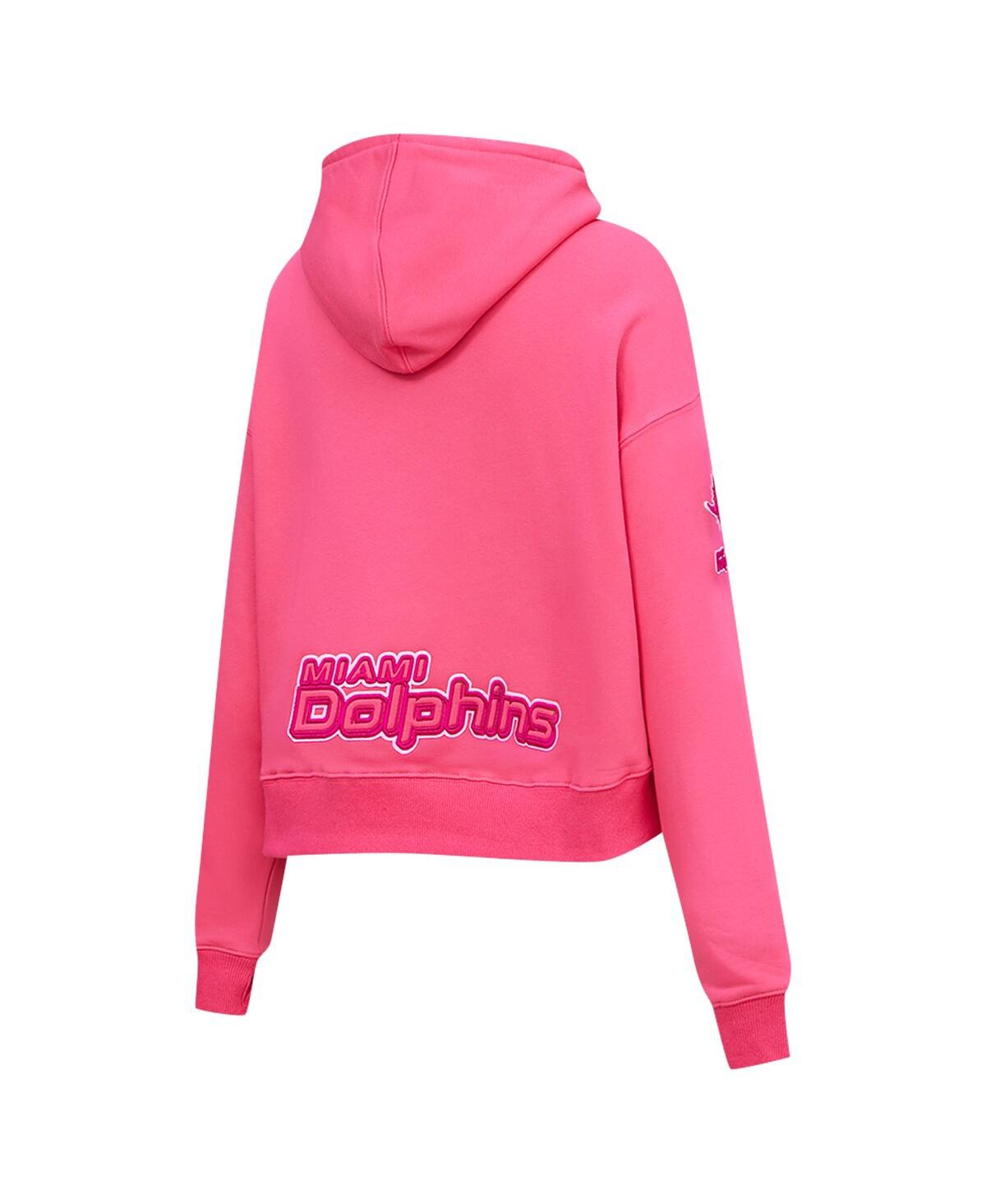 Pro Standard Women's Pink Miami Dolphins Triple Pink Cropped Fleece Pullover Hoodie In Pink