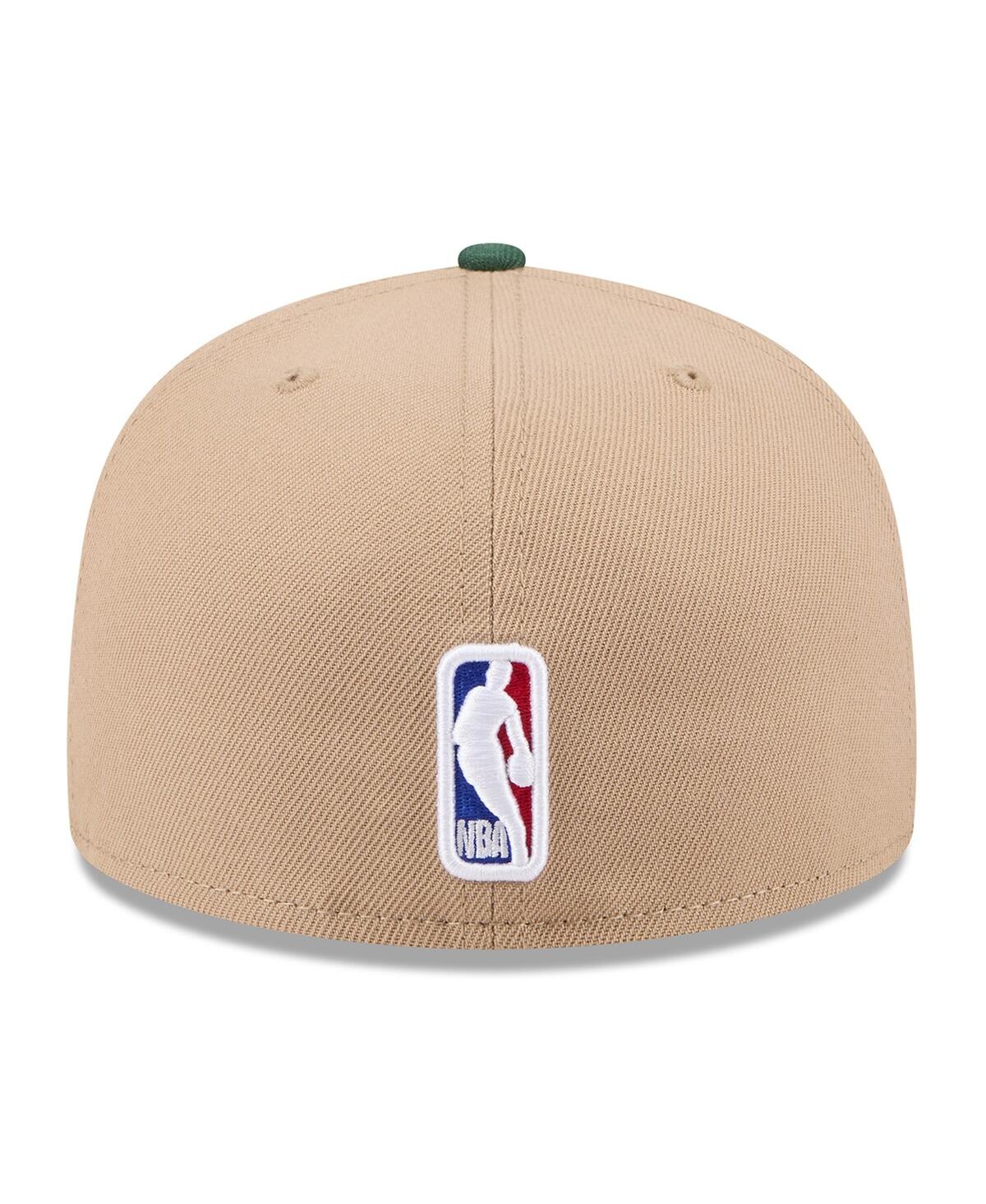 Shop New Era Men's Tan/hunter Green Milwaukee Bucks 2024 Nba Draft 59fifty Hat In Tan Hunter