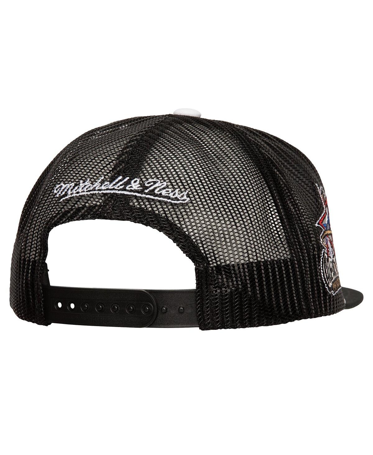 Mitchell & Ness Men's Black Philadelphia 76ers Roper Meshback Trucker Snapback Hat In Black