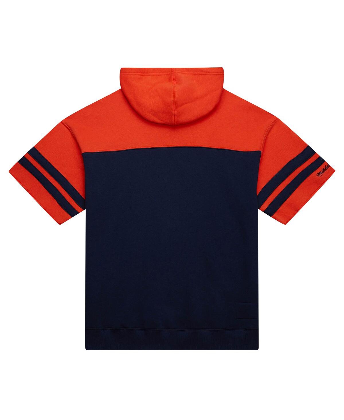 Mitchell & Ness Men's Navy Chicago Bears Off Field Vintage-like Logo Short Sleeve Pullover Hoodie In Navy