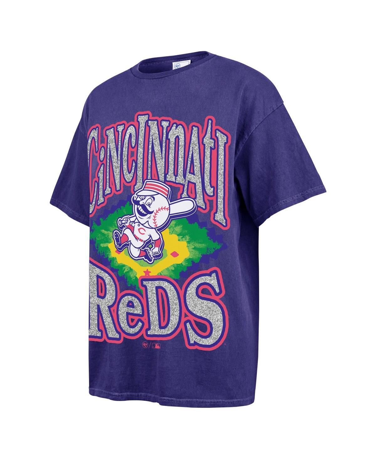 47 BRAND WOMEN'S NAVY CINCINNATI REDS FLASHING LIGHTS BOYFRIEND T-SHIRT 
