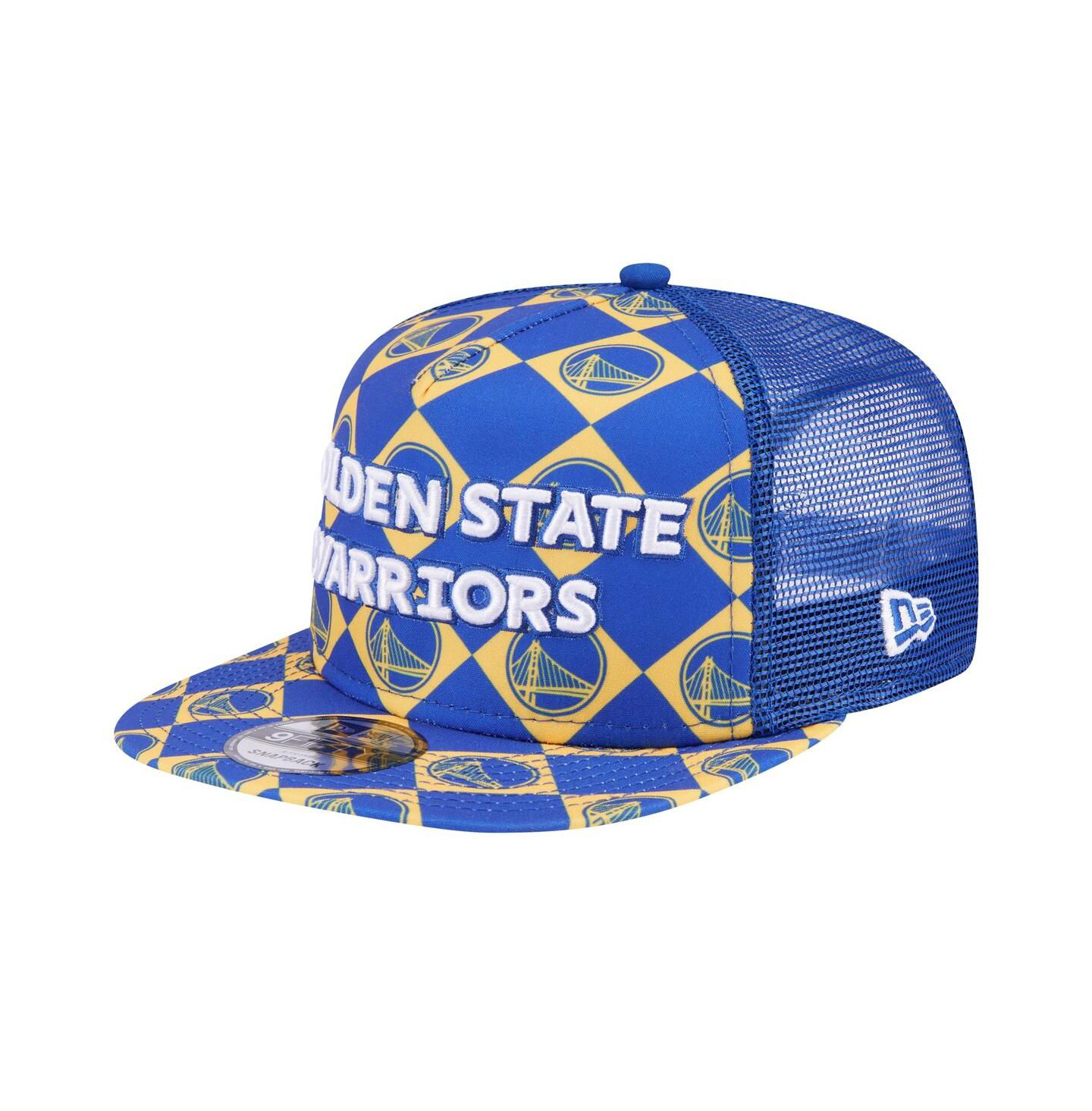 Мужская кепка New Era Royal Golden State Warriors Seeing Diamonds A-Frame Trucker 9FIFTY Snapback Hat — фото 1