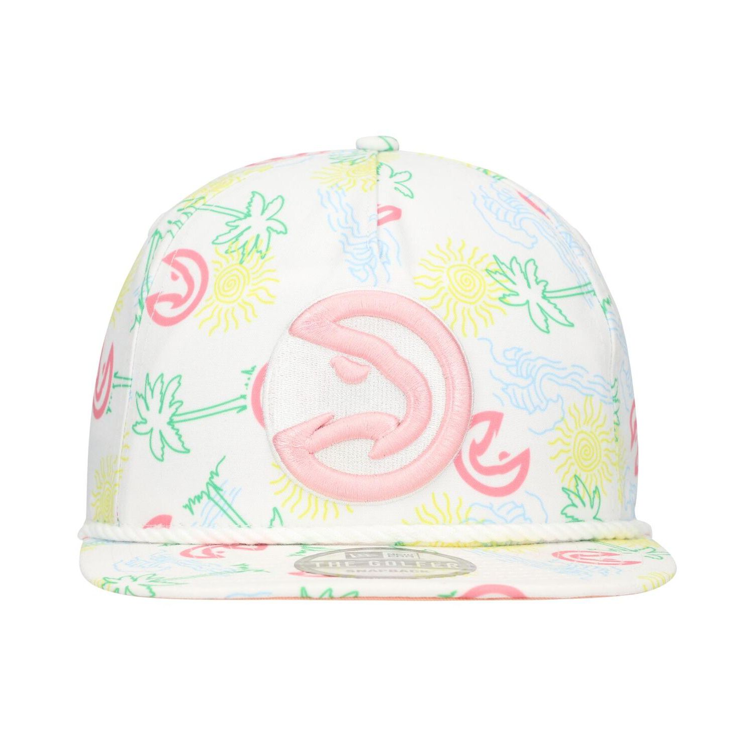 Men's White Atlanta Hawks Palm Trees and Waves Golfer Adjustable Hat