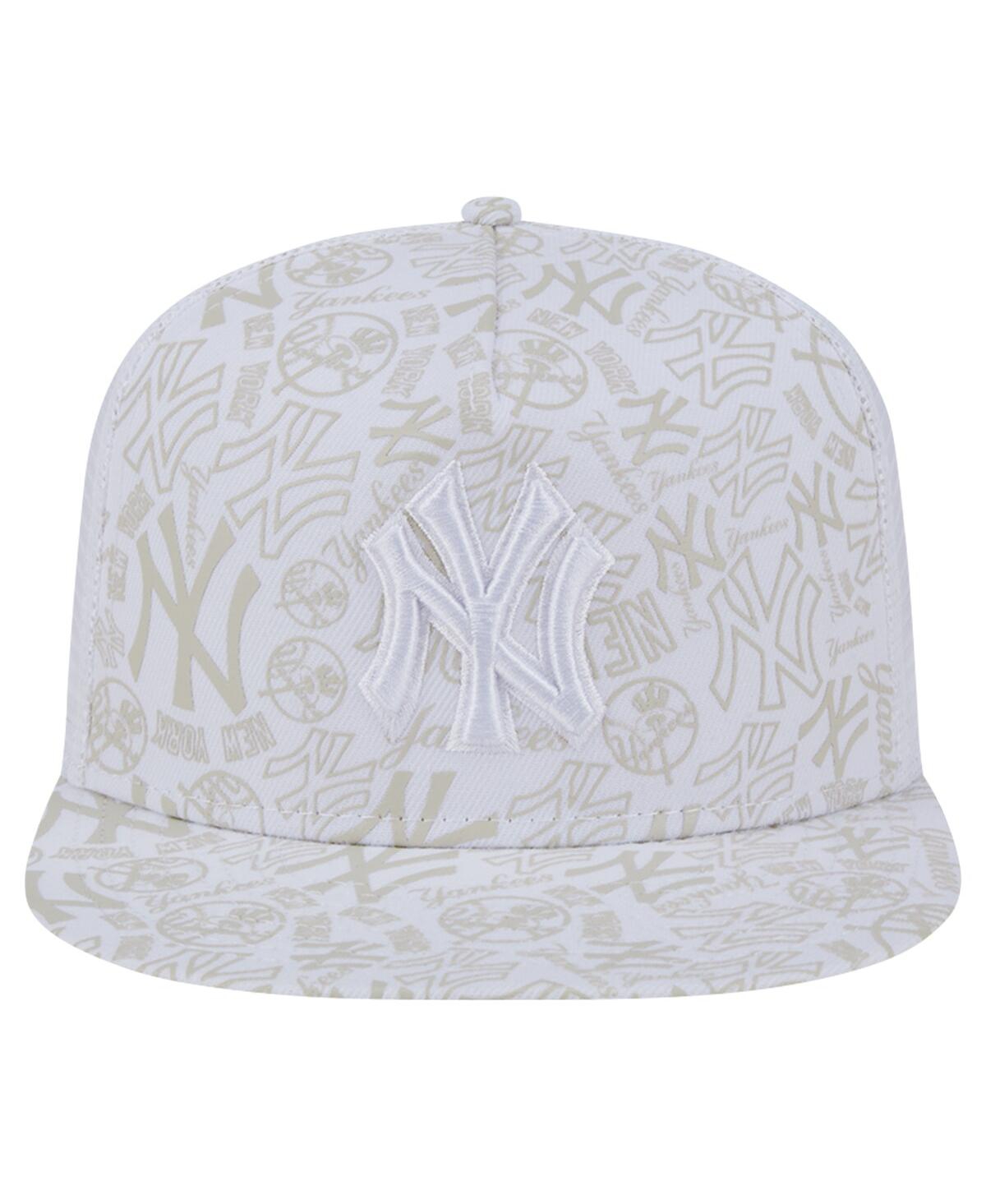 NEW ERA MEN'S WHITE NEW YORK YANKEES LOGO DUNES A-FRAME TRUCKER 9FIFTY SNAPBACK HAT 