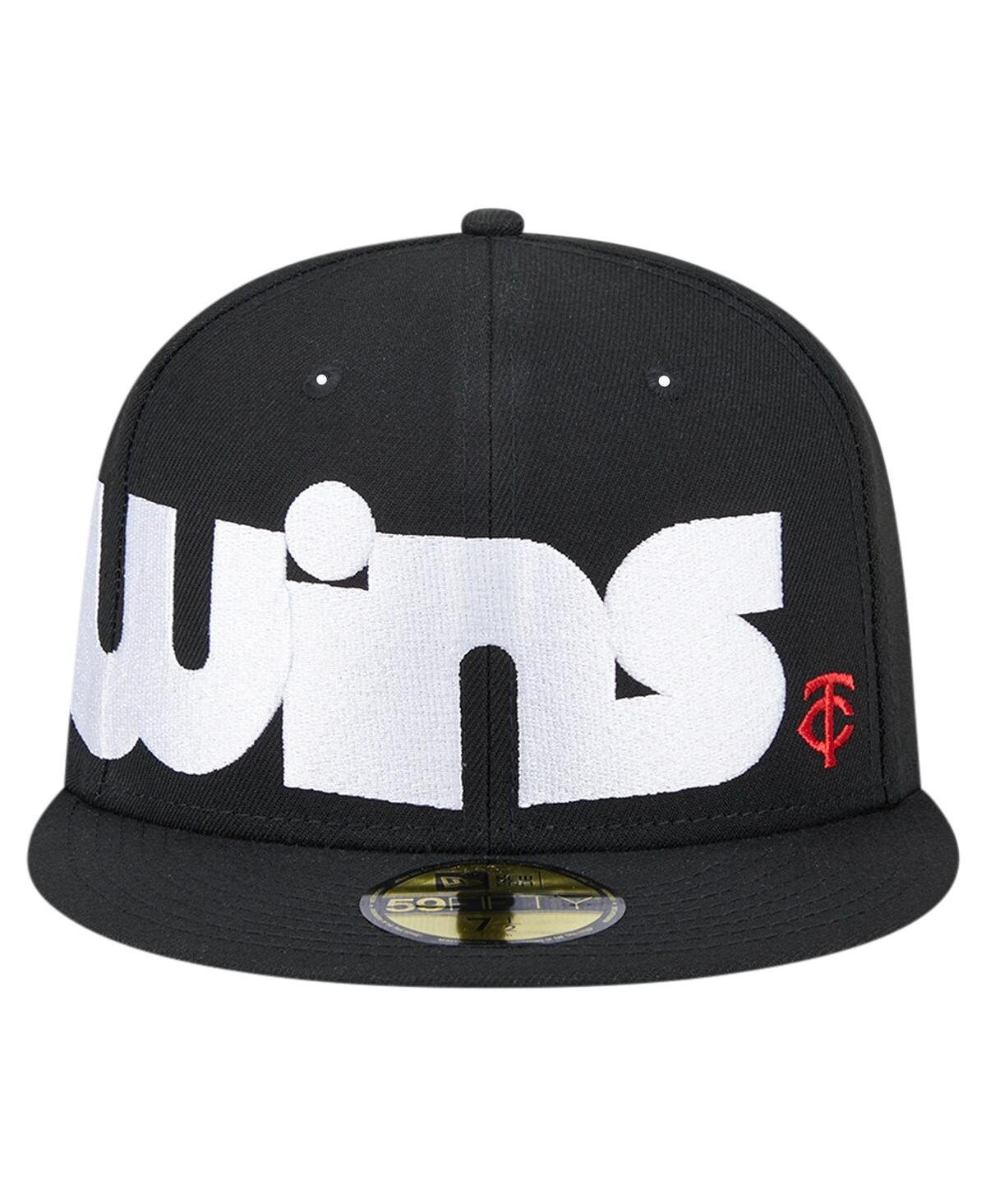 New Era Men's Black Minnesota Twins Checkered Undervisor 59fifty Fitted Hat In Black
