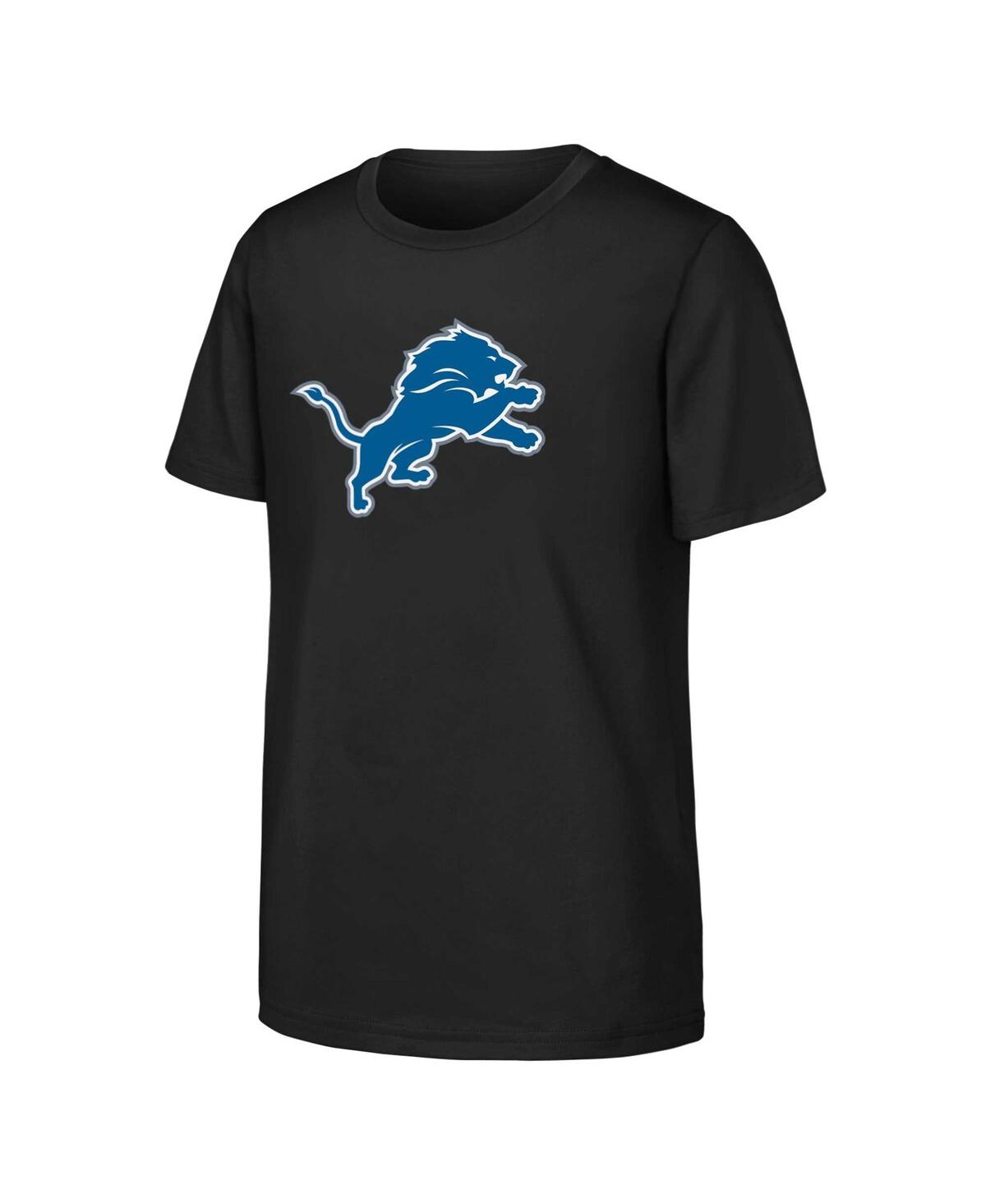 Outerstuff Big Boys And Girls Black Detroit Lions Primary Logo T-shirt In Black