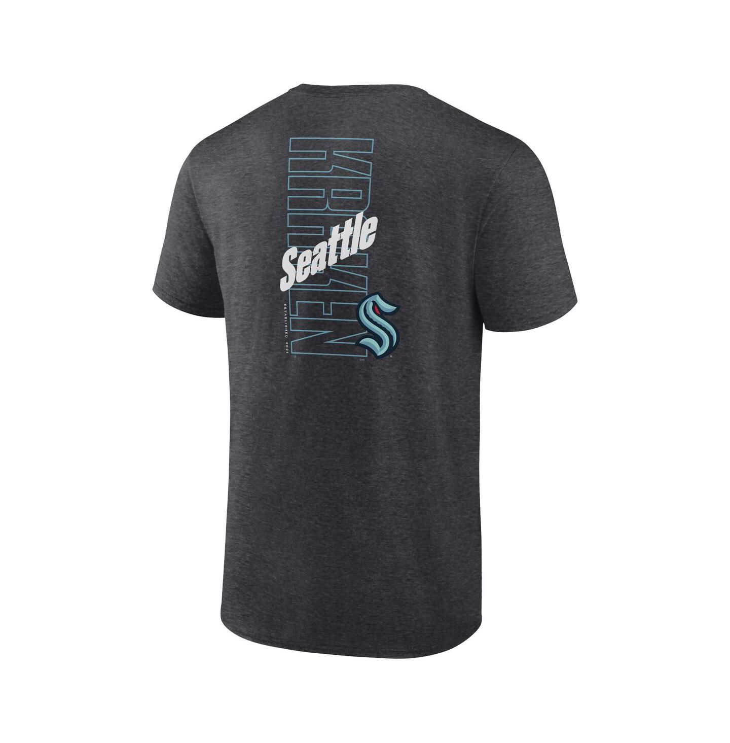 Мужская футболка Fanatics Heather Charcoal Seattle Kraken Backbone — фото 3