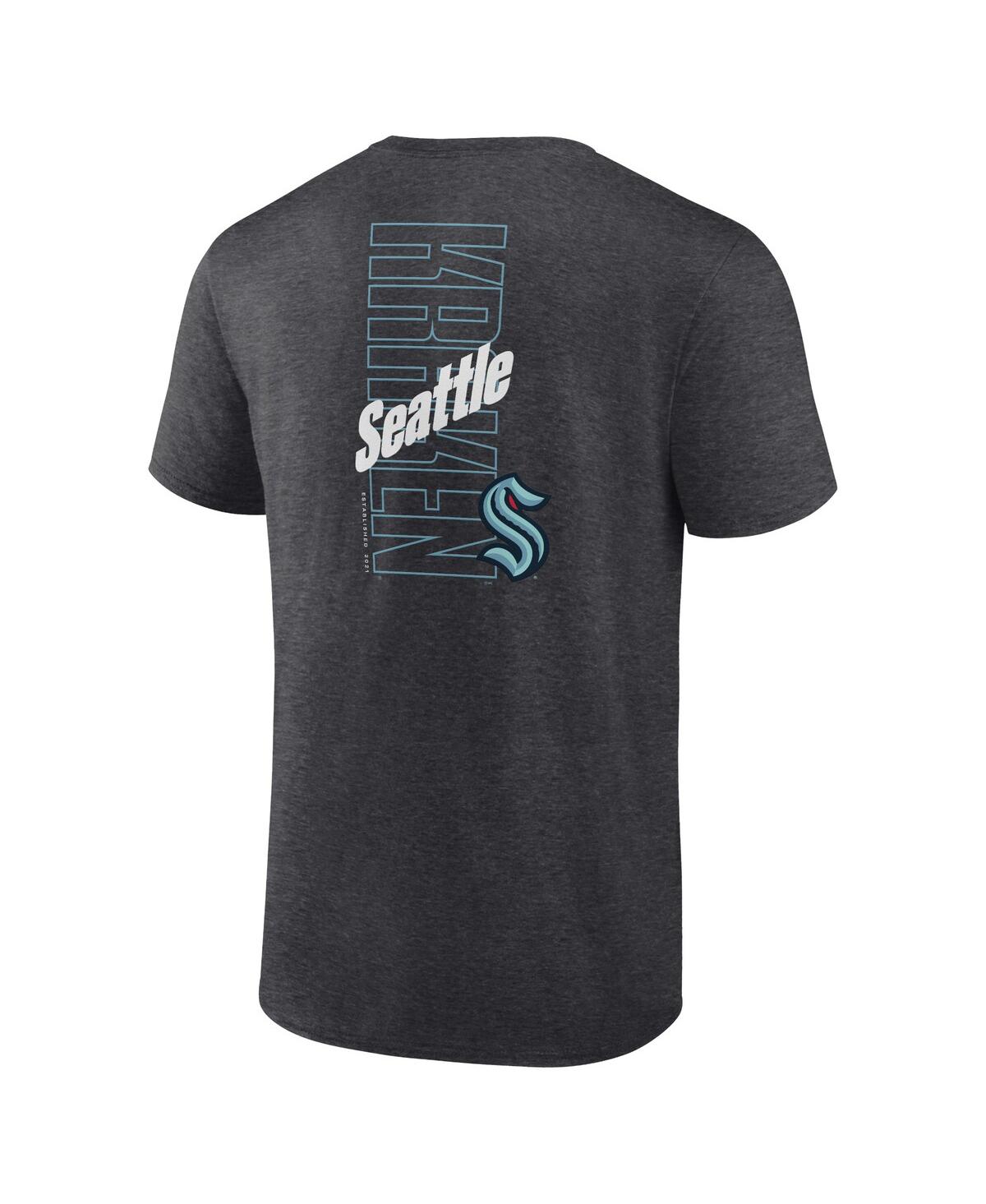 Fanatics Men'sSeattle Kraken Backbone T-Shirt - Heather Charcoal