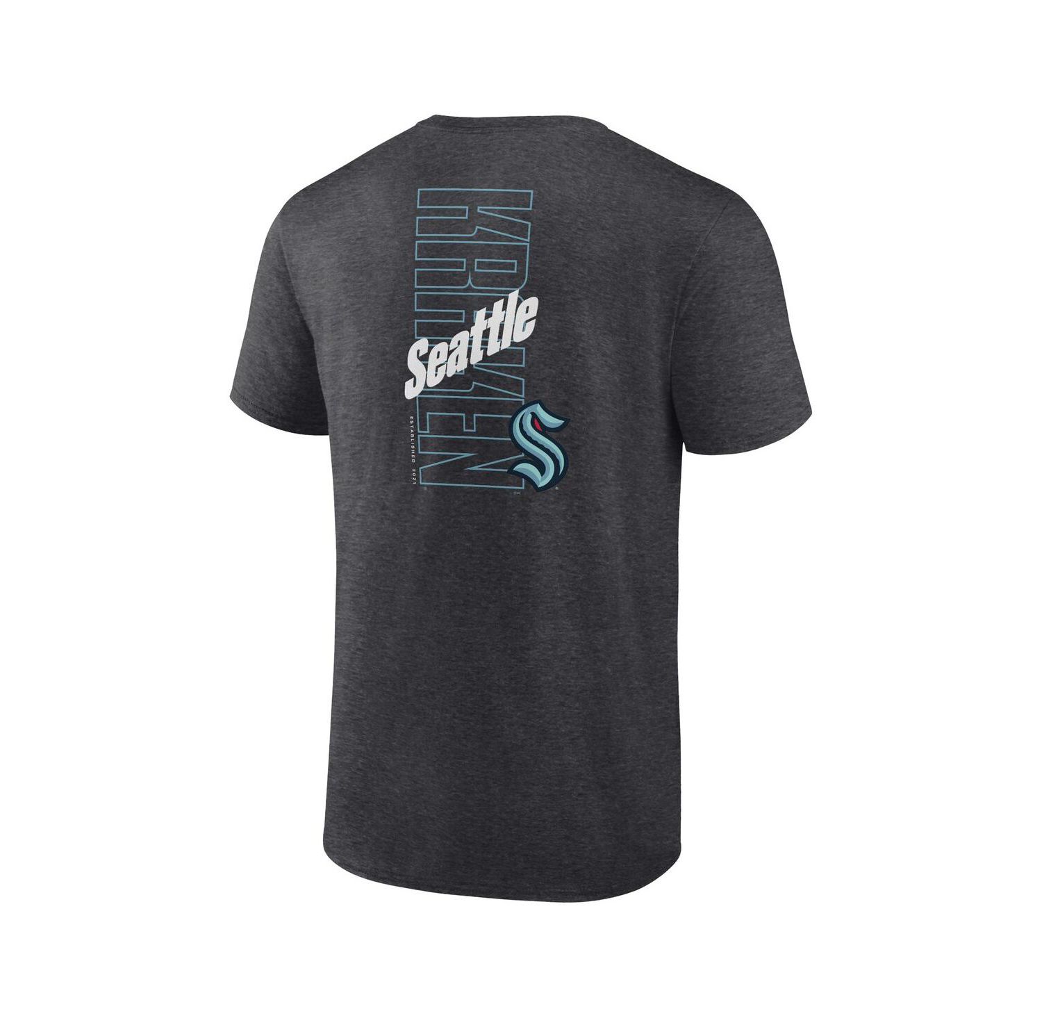 Men's Heather Charcoal Seattle Kraken Backbone T-Shirt