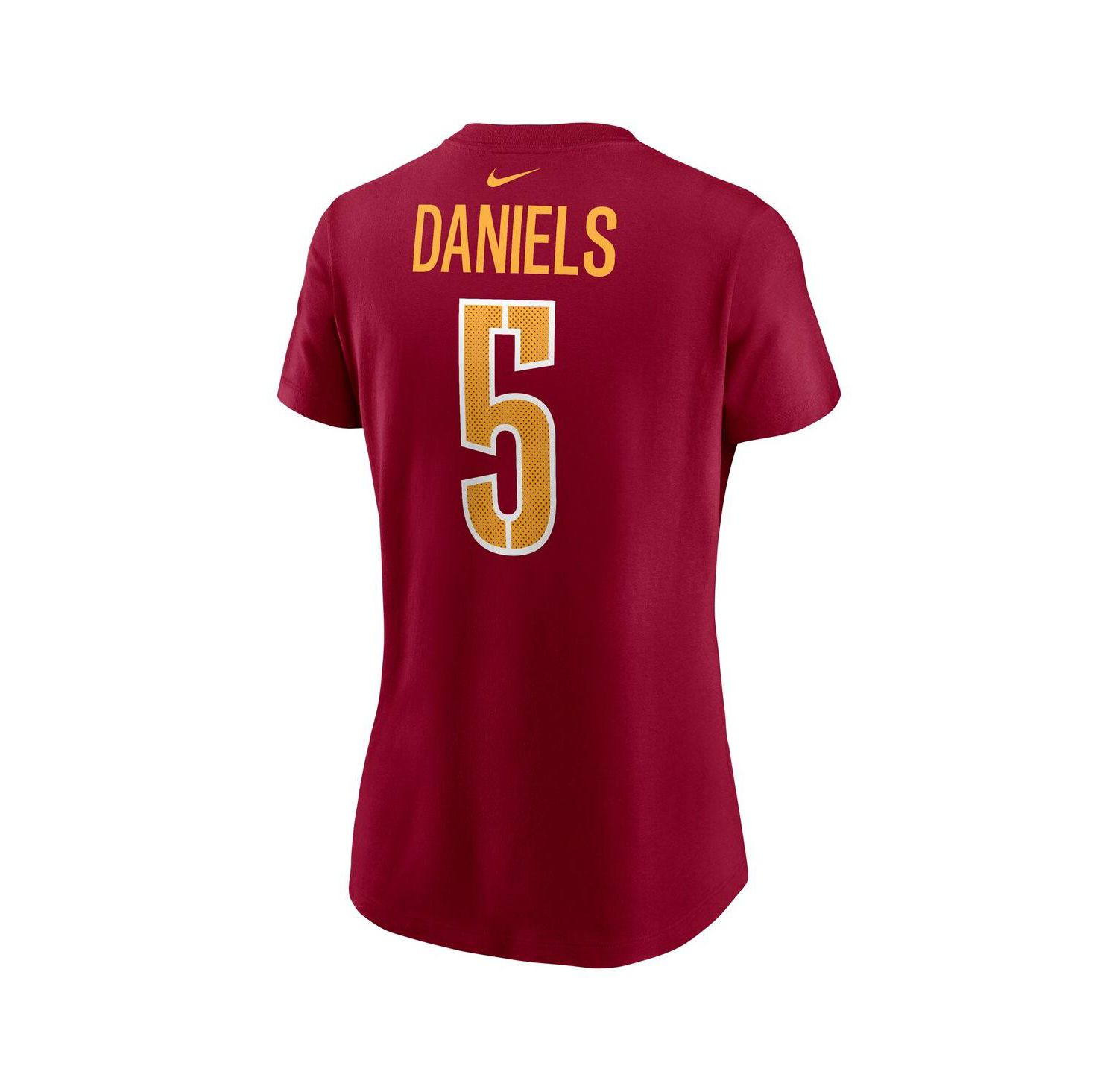 Women's Jayden Daniels Burgundy Washington Commanders 2024 NFL Draft First Round Pick Name & Number T-Shirt