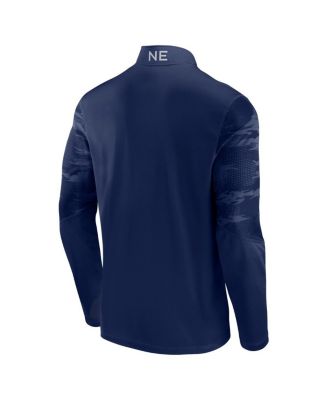 Men's Navy New England Patriots Ringer Quarter-Zip Jacket