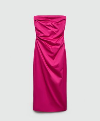 MANGO Women's Draped Strapless Dress
