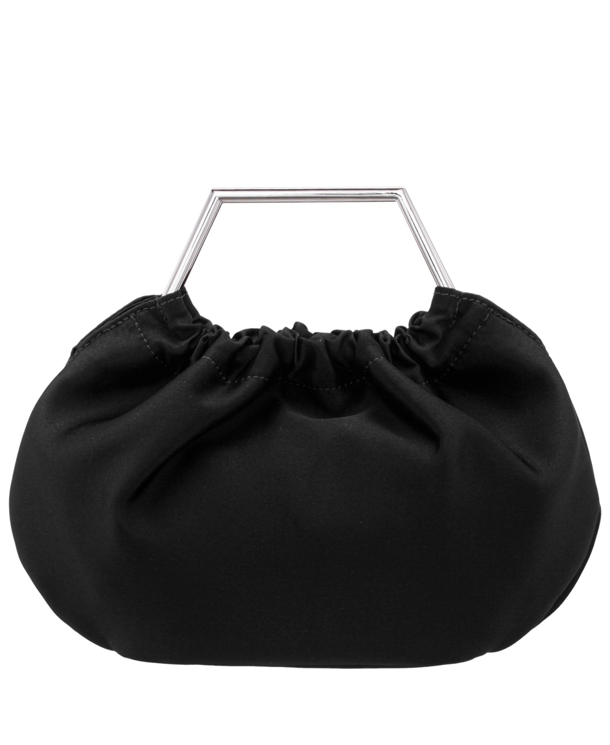 Shop Nina Metal Handle Satin Pouch Bag In Black