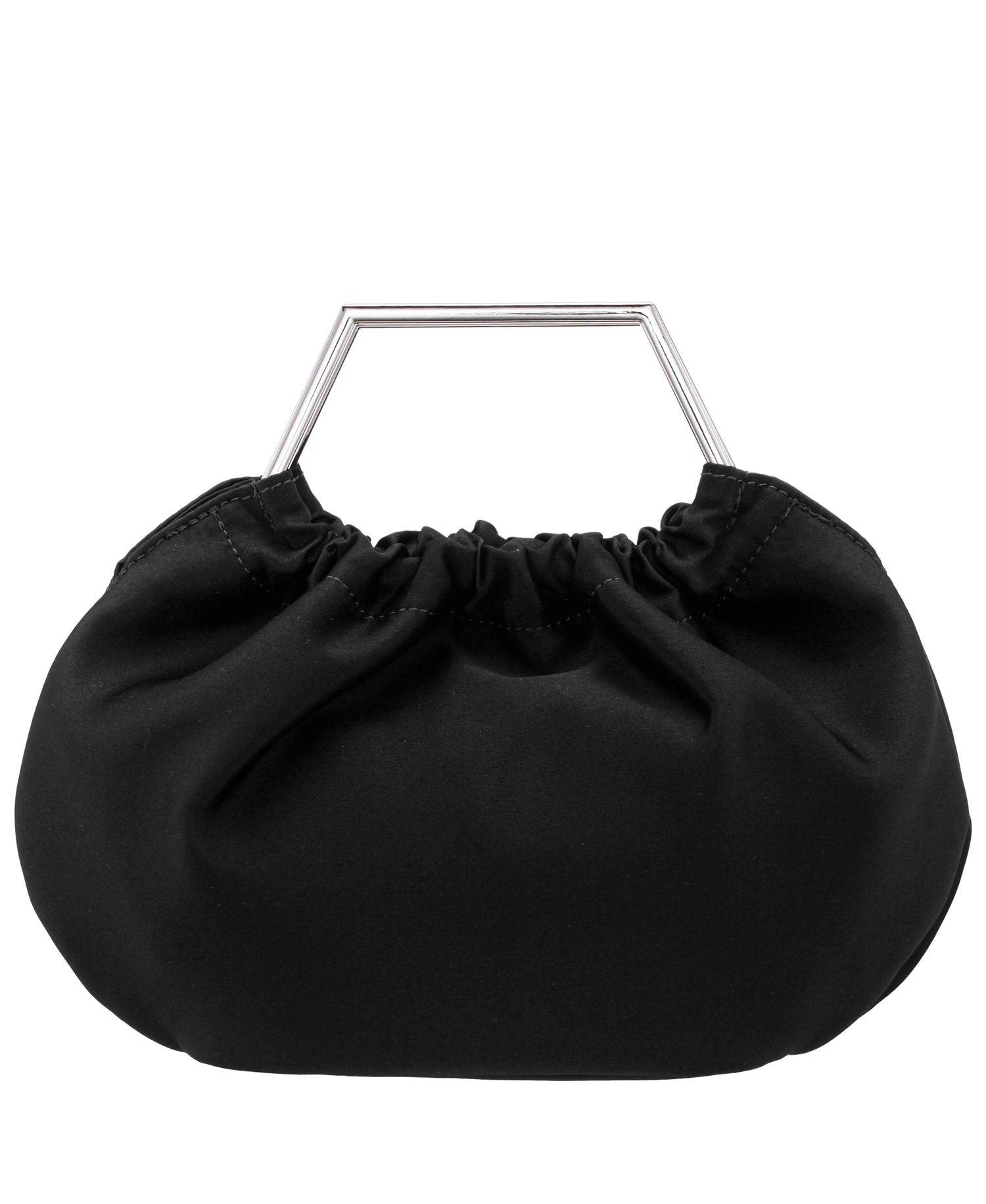 Metal Handle Satin Pouch Bag