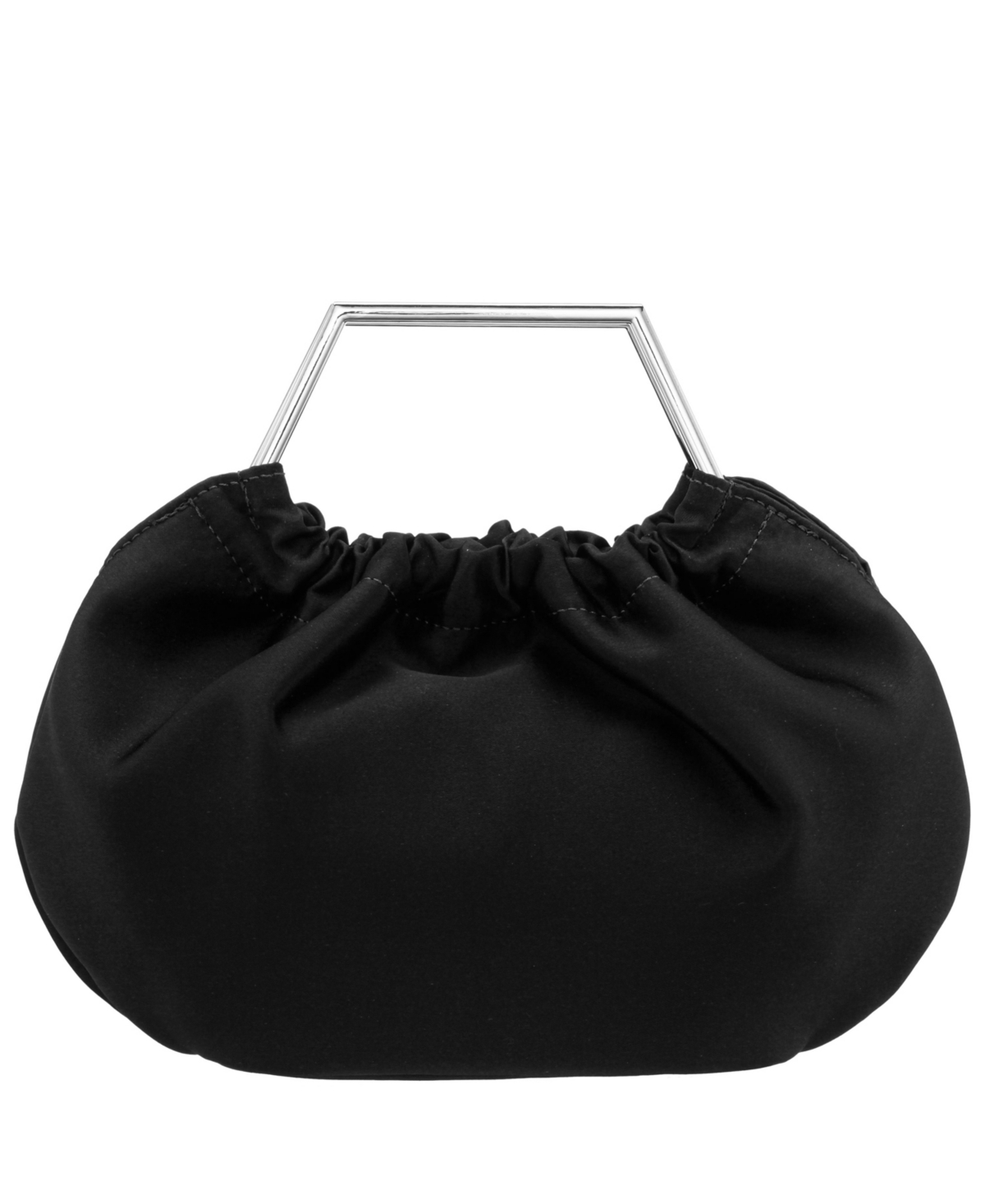 Shop Nina Metal Handle Satin Pouch Bag In Black