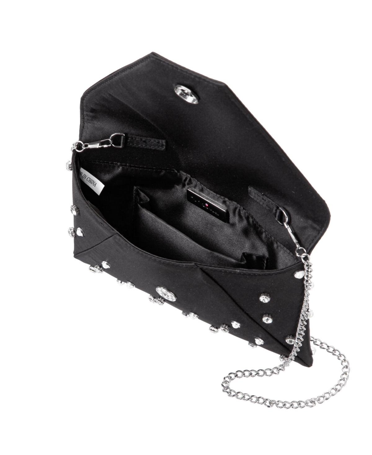 Nina Imitation Pearl/crystal Adorned Square Envelope Clutch In Black