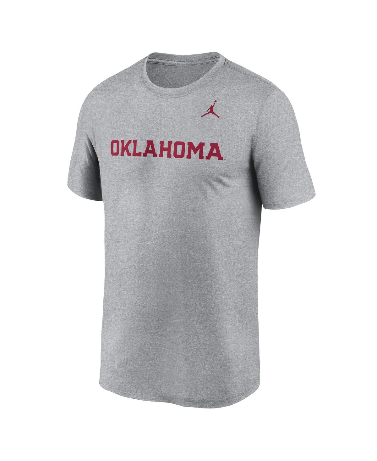 Jordan Men's Heather Gray Oklahoma Sooners Primetime Legend Wordmark T-shirt In Heather Gray
