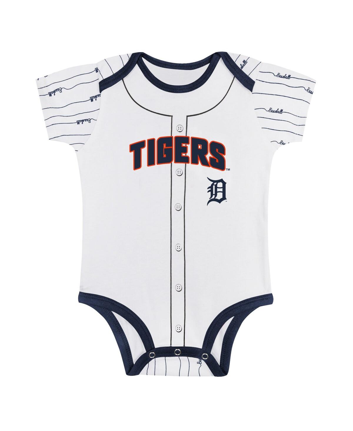Outerstuff Newborn Baby Boys and GirlsWhite Detroit Tigers Two-Pack Play Ball Bodysuit Set - Gray, White