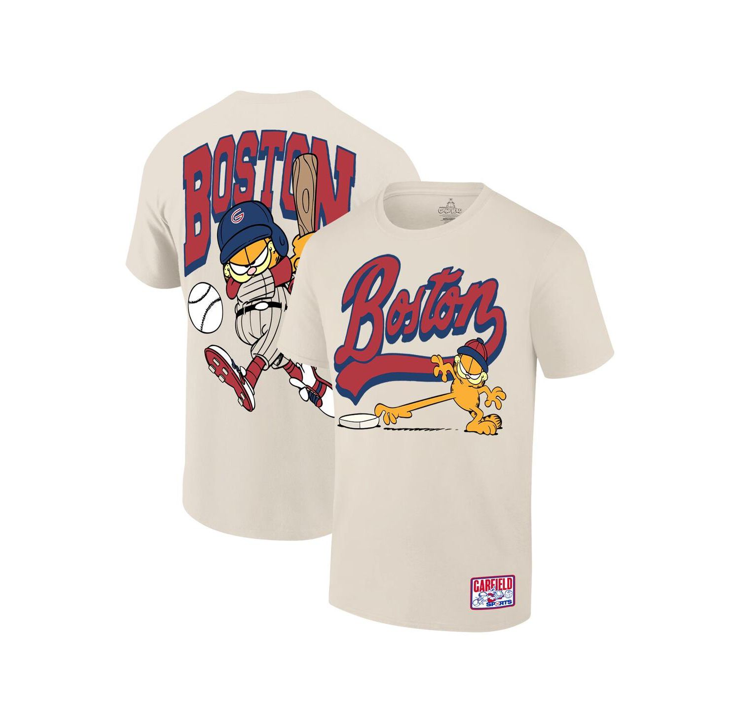 Men's Cream Garfield Boston Baseball T-Shirt