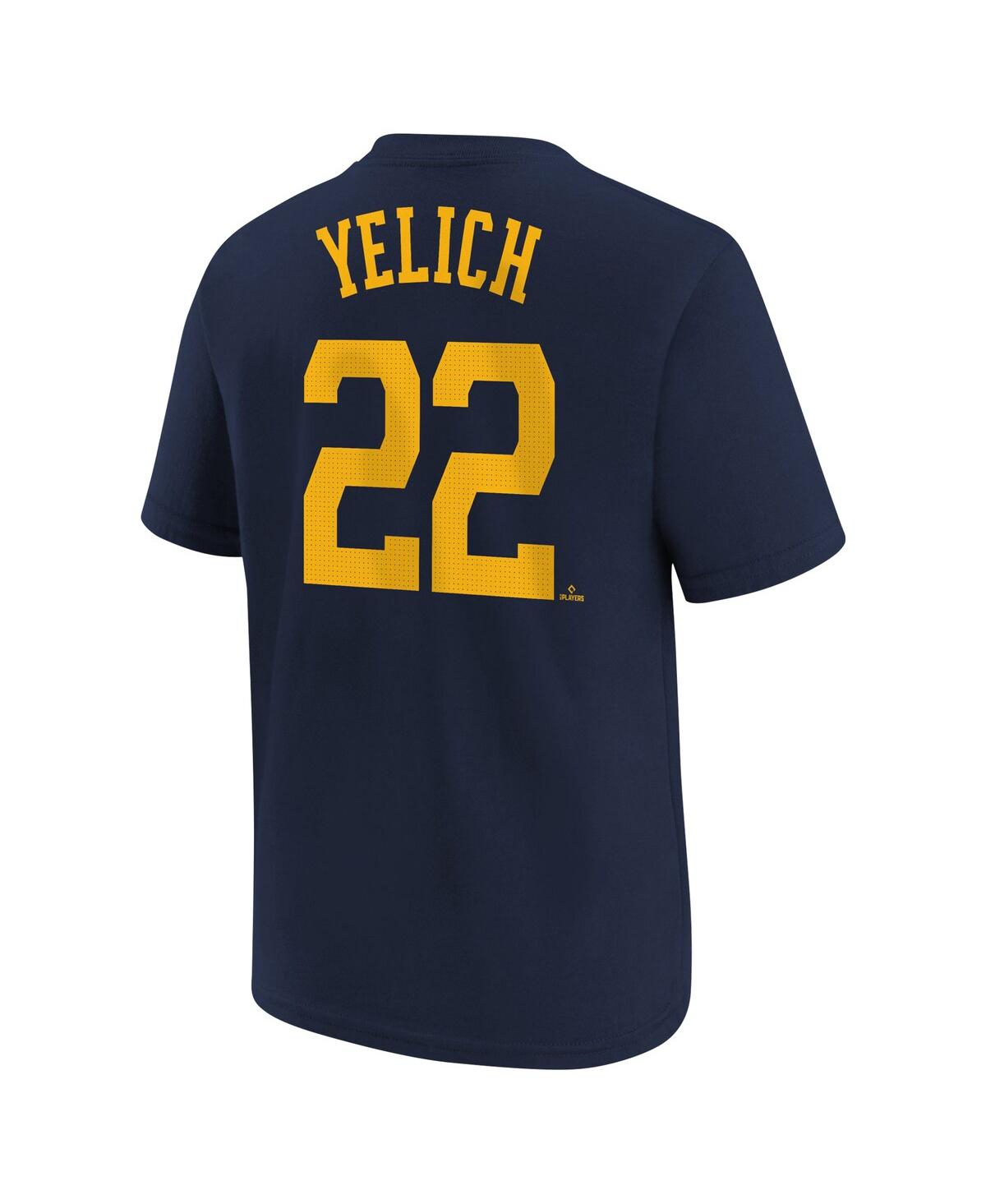 Nike Big Boys And Girls Christian Yelich Navy Milwaukee Brewers Home Player Name Number T-shirt In Navy