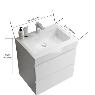  Glossy White Integrated Solid Surface Basin