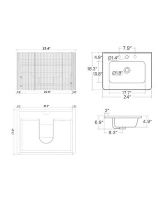  Etna 24" Striped Walnut Vanity with Ceramic Sink