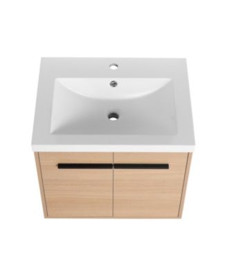 24" Oak Vanity with Resin Sink & Cabinet