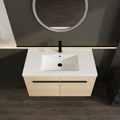 36" Oak Bathroom Vanity with Resin Countertop