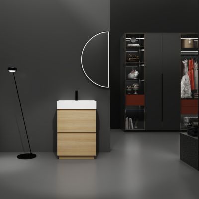 24" Engineered Wood Modern Double Drawer Cabinet Bathroom Vanity with Sink