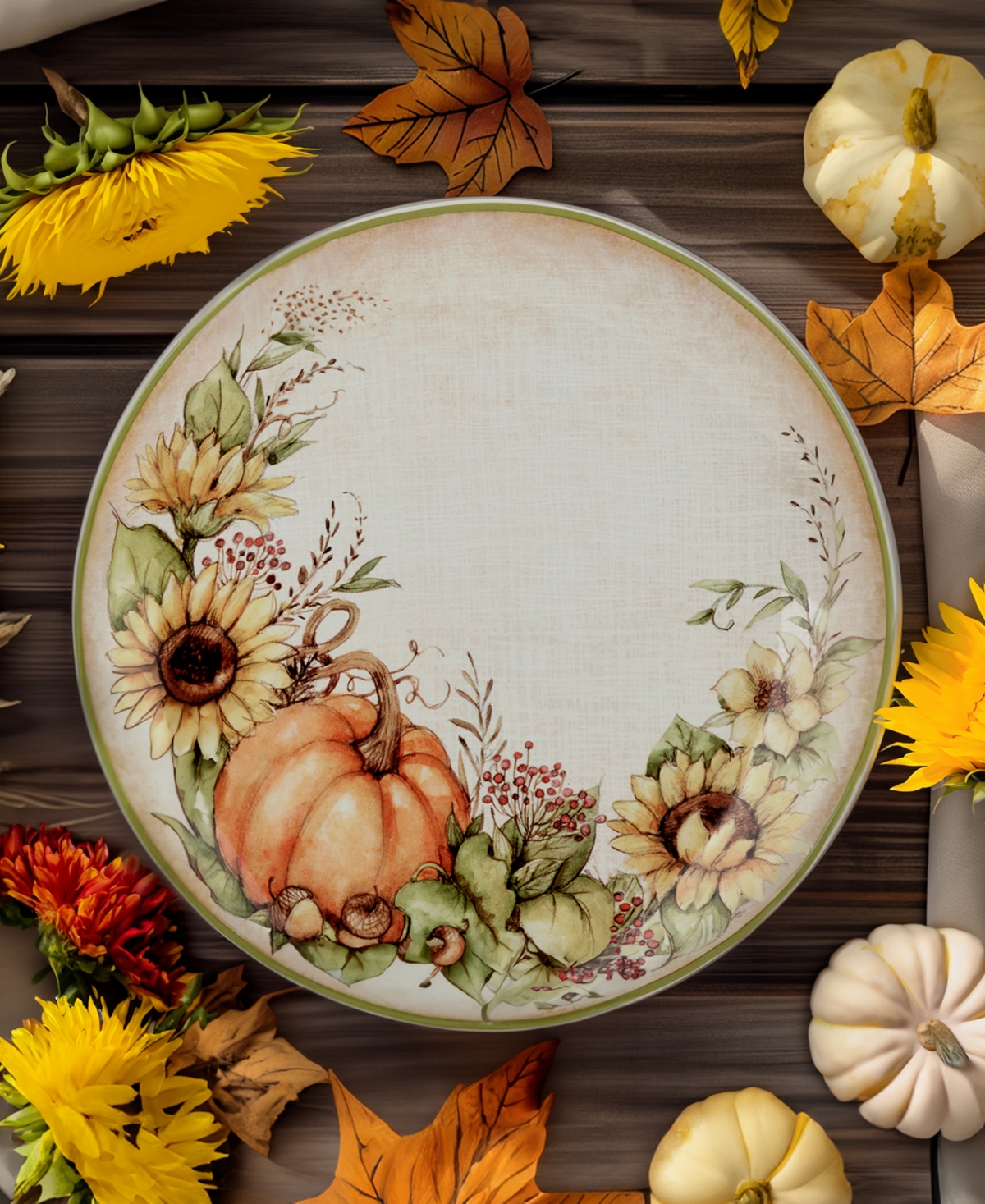 Certified International Autumn Breeze Set Of 4 Dinner Plates In Micscellan