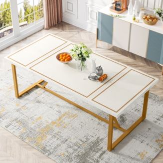Tribesigns 70.9 Inch Dining Table for 6 to 8, Modern Kitchen Table Dining Room Table, Rectangle ...