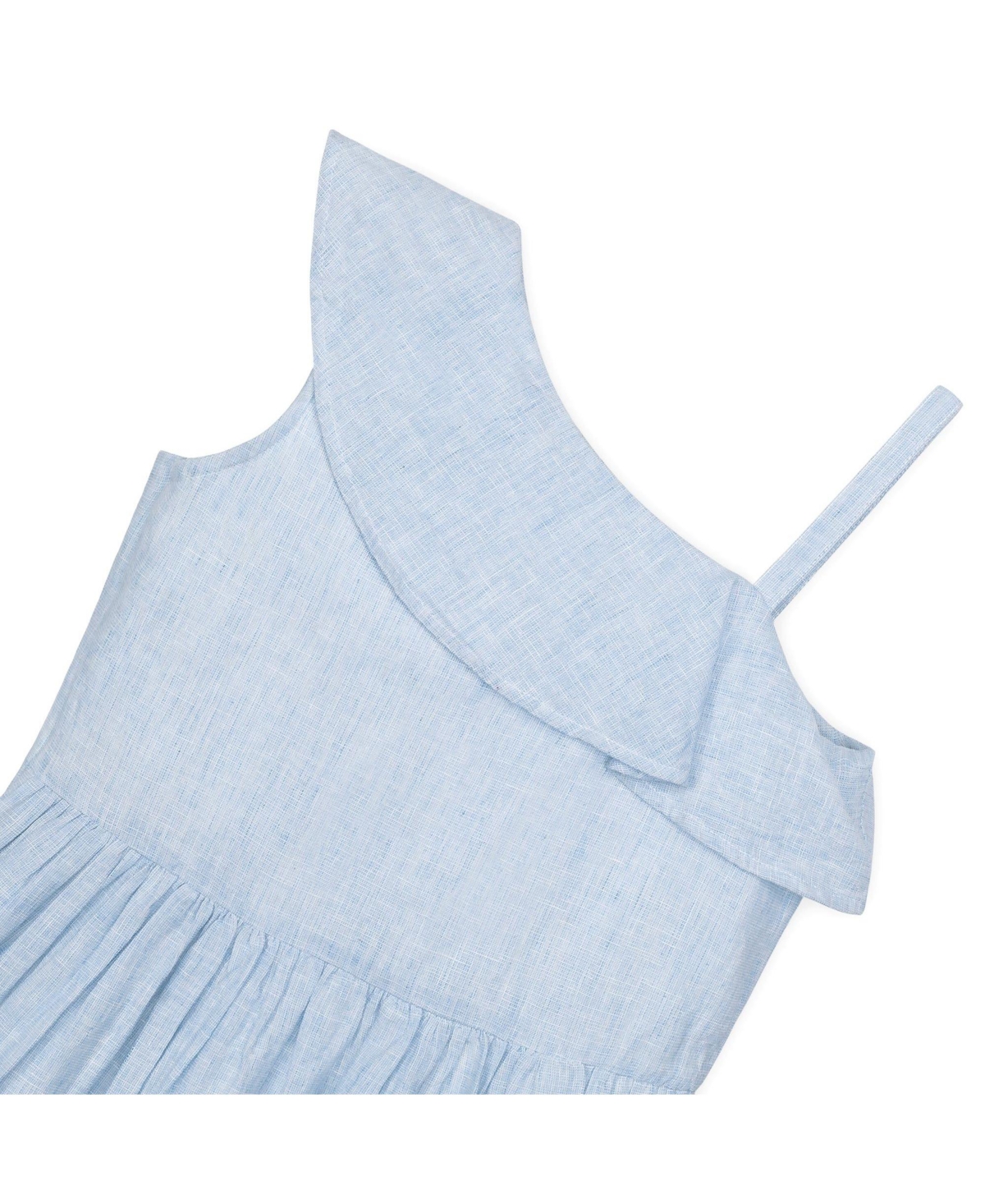 Hope & Henry Girls' Linen One Shoulder Flounce Dress with Ruffle Hem, Toddler