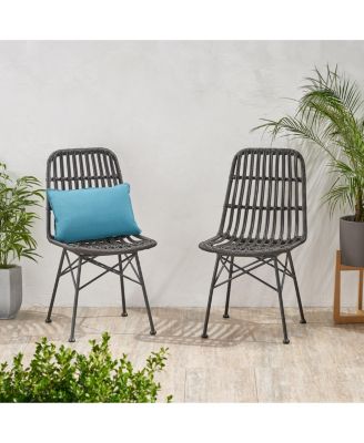 Sawtelle Modern Rattan And Metal Outdoor Dining Chair
