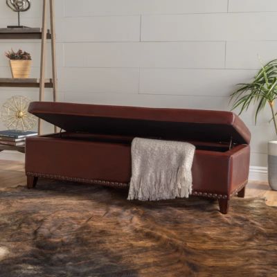 Baltimore Contemporary Tufted Storage Ottoman With Nailhead Trim