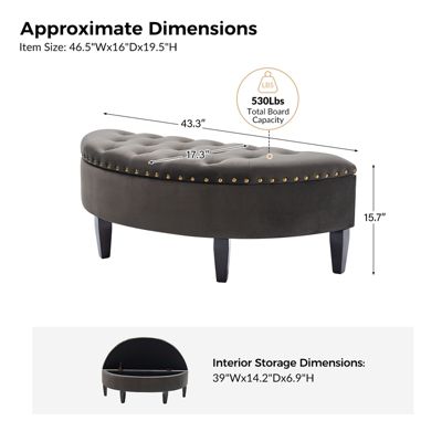 Anacleto Modern 43.3" Wide Bedroom Bench with Solid Wood Legs