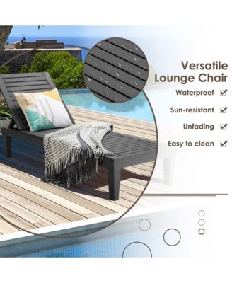 Patio Outdoor Chaise Lounge Chair Recliner w/ Adjustable Backrest Brown