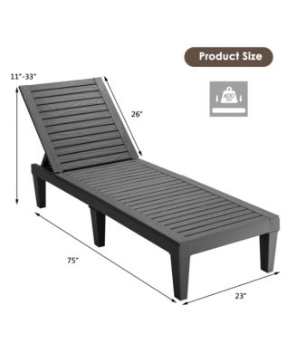 Patio Outdoor Chaise Lounge Chair Recliner w/ Adjustable Backrest Brown