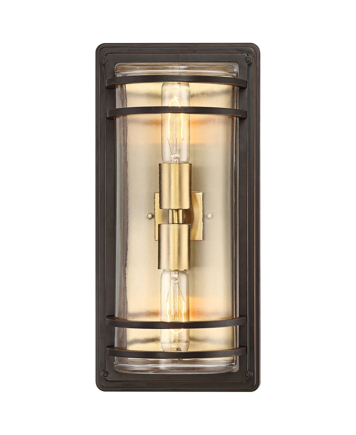 John Timberland Habitat Modern Industrial Outdoor Wall Light Fixture Bronze Warm Brass Steel Clear Glass for Exterior House Porch Patio Outside De