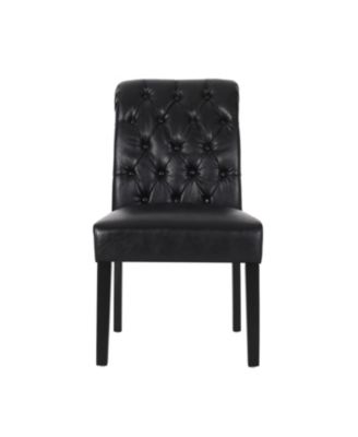 Contemporary Button Tufted Rolltop Dining Chairs