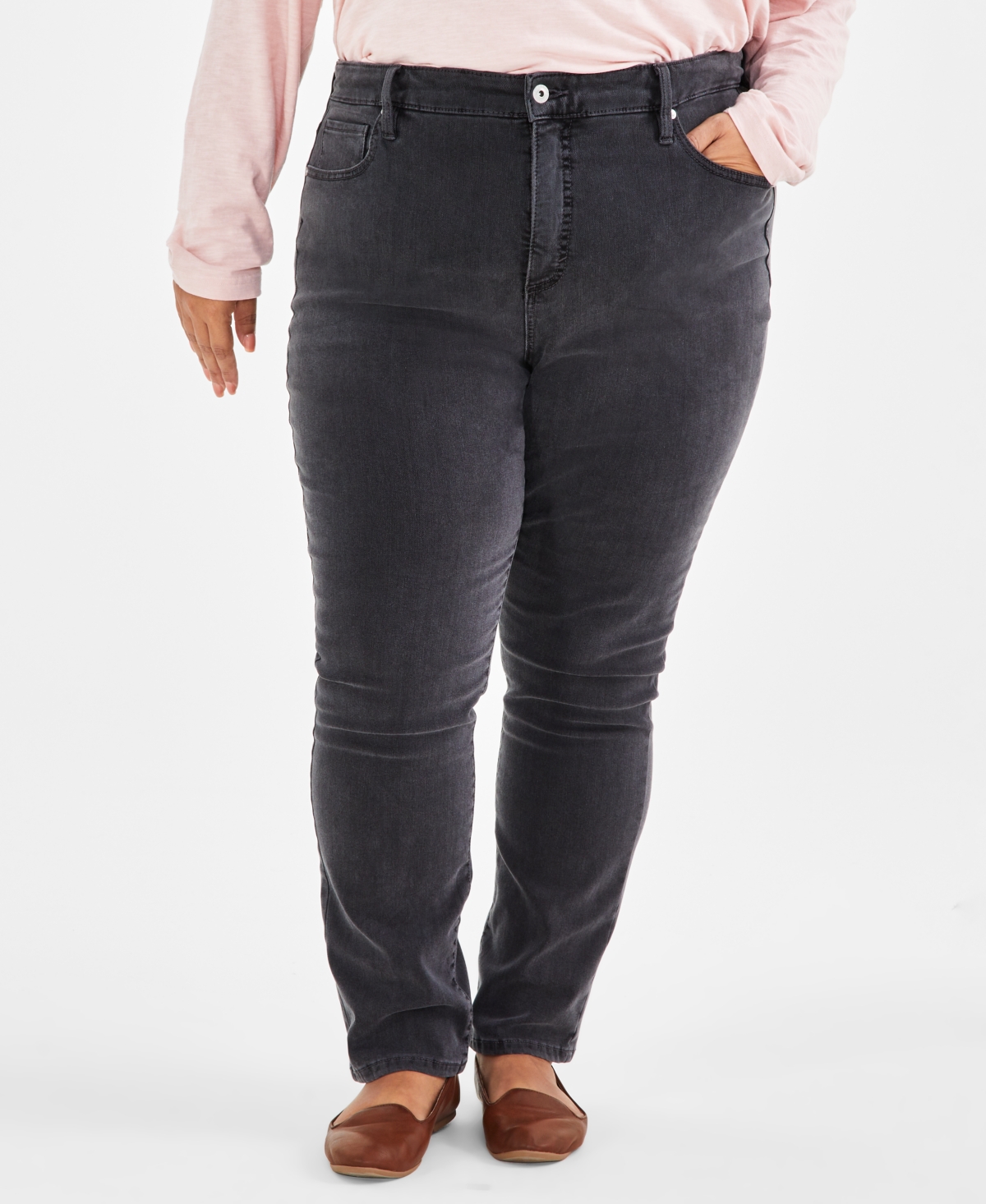 Style & Co Plus Size High-rise Straight-leg Jeans, Exclusively At Macy's In Multi
