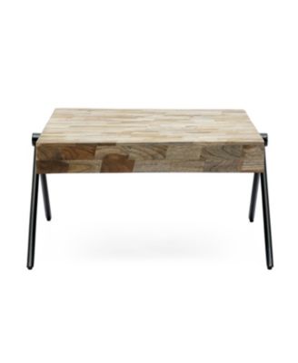 Industrial Mango Wood Coffee Table With V-Shaped Legs