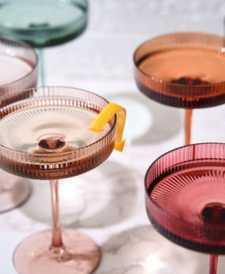 Colored Classic Art Deco Coupe Glasses Set of 6