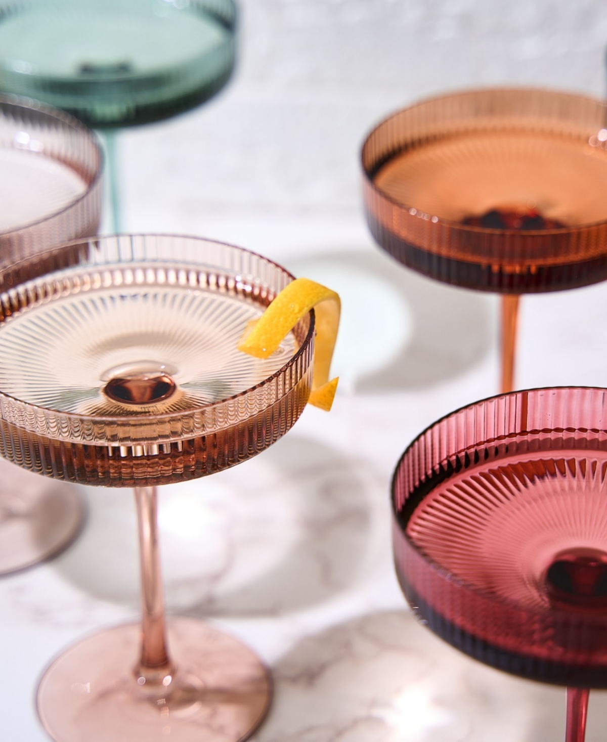The Wine Savant Colored Classic Art Deco Coupe Glasses Set Of 6 In Multicolor