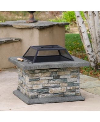 Square Fire Pit With Iron Shield